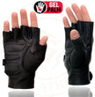 Milwaukee Leather MG7585 Men's Black Leather Gel Padded Palm Fingerless Motorcycle Hand Gloves w/ Full Panel Cover