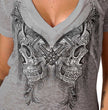 Hot Leathers Ladies Burnout Cotton Butterfly Skulls V-Neck T-Shirt GLC1538