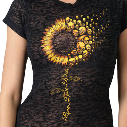 Hot Leathers Ladies Burnout Sunflower T-Shirt GLC1587