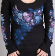 Hot Leathers GLC3394 Heart Lock Scoop Neck Black Long Sleeve Ladies Shirt