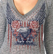 Hot Leathers Ladies Long Sleeve Burnout Up-Wing Eagle Shirt GLC3539