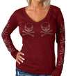 Hot Leathers Ladies Long Sleeve Studded Cross Bones Shirt GLC3542