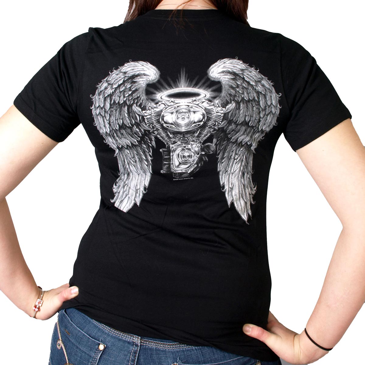 Hot Leathers GLD1040 Women's Asphalt Angel Double Sided Print Full Cut Black T-Shirt