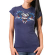 Hot Leathers GLD1297 'Live,Love, Ride' Ladies Angel Wings Navy Blue  T-Shirt