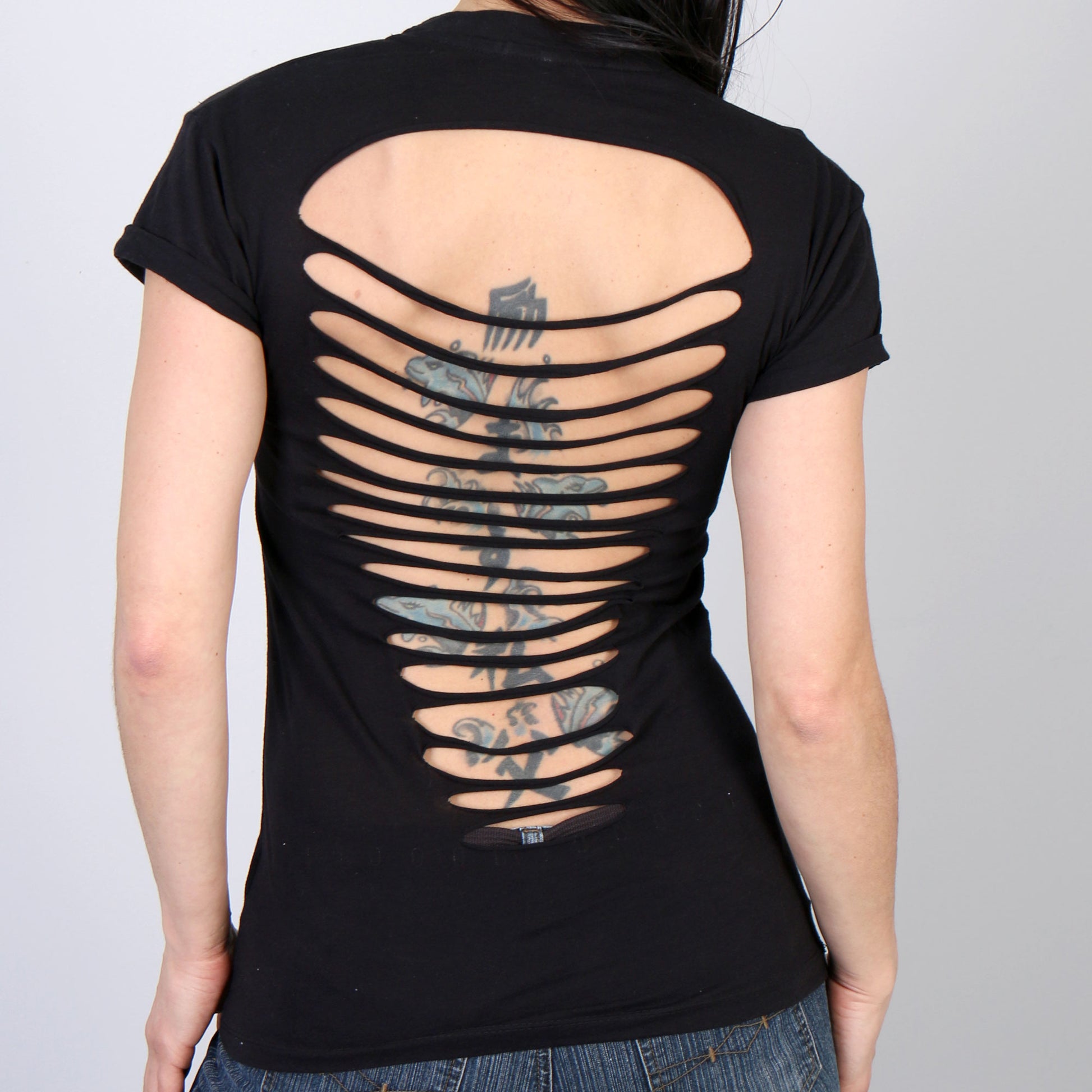 Hot Leathers GLD1366 'Slit Back Asphalt Angel' Ladies Black T-Shirt