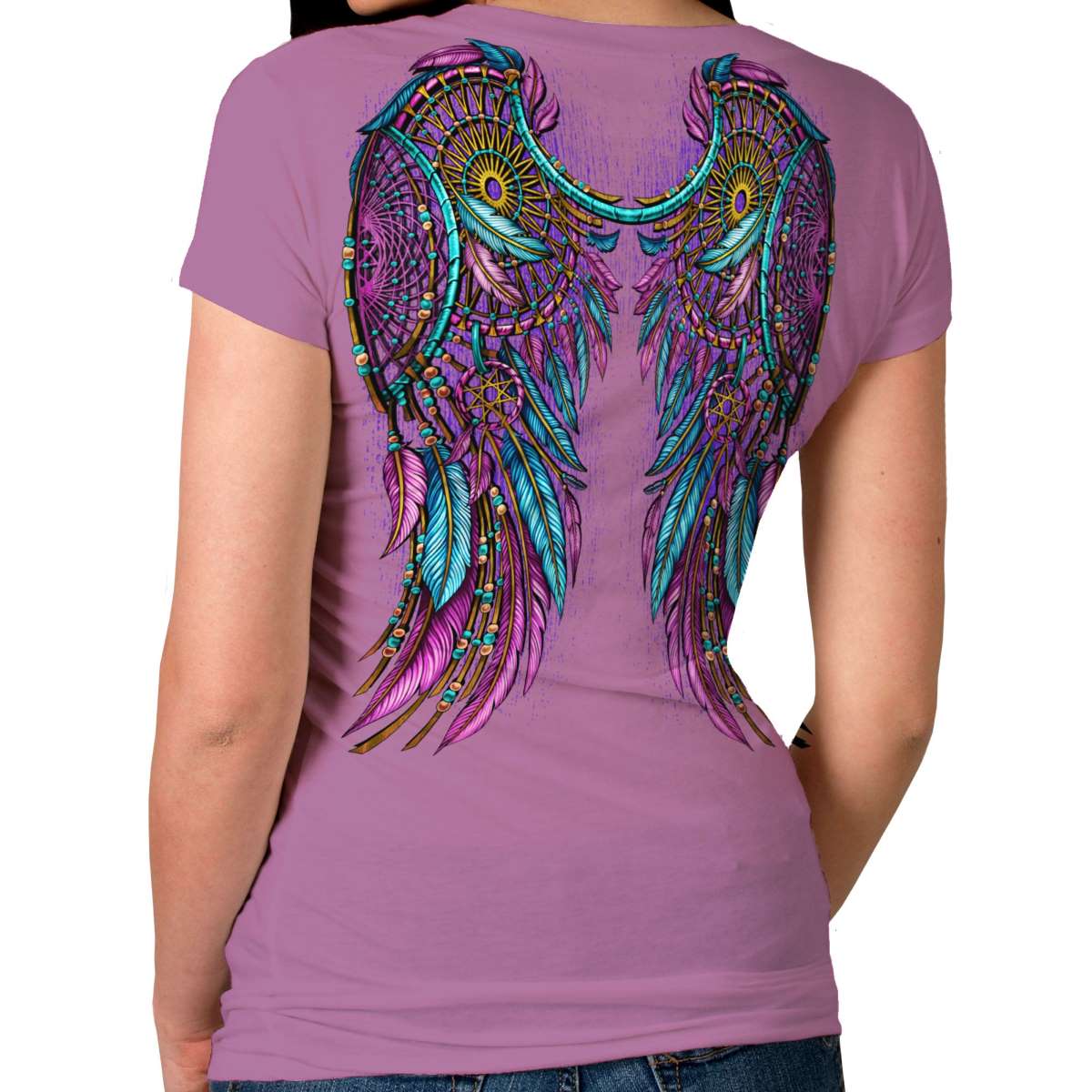 Hot Leathers Ladies Dream Wings Wild and Free Purple T-Shirt GLD1588