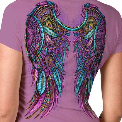 Hot Leathers Ladies Dream Wings Wild and Free Purple T-Shirt GLD1588