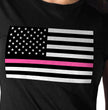 Hot Leathers GLR1515 Ladies Full Cut Thin Pink Line American Flag Black T-Shirt