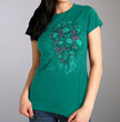 Hot Leathers GLR1527 Ladies Skull Bouquet Full Cut Carolina Blue T-Shirt
