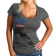 Hot Leathers GLR1529 Ladies Pencil Eagle Patriotic Short Sleeve Heather Dark Gray T-Shirt