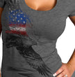 Hot Leathers GLR1529 Ladies Pencil Eagle Patriotic Short Sleeve Heather Dark Gray T-Shirt
