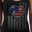 Hot Leathers GLR2559 Ladies Black Heart Bling Flag Tank Top Shirt