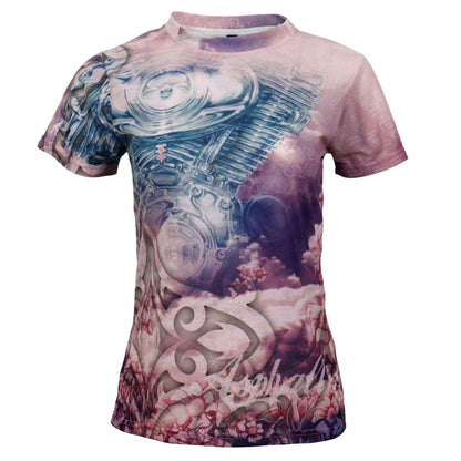 Hot Leathers Ladies Angel Wings Pink Fitted 3D All Over Printed T-Shirt GLS1001