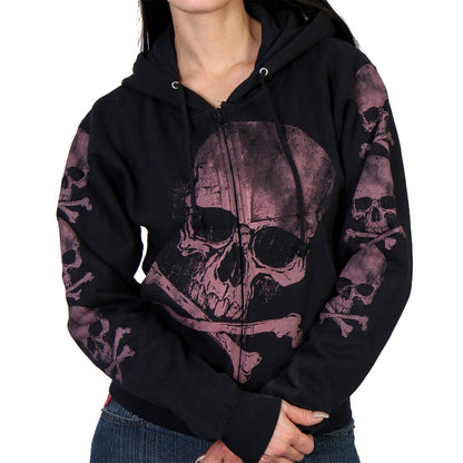 Hot Leathers GLZ4324 Ladies ‘Skull and Crossbones' Jumbo Print Ladies Hooded Sweatshirt