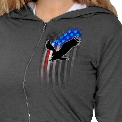 Hot Leathers Ladies Gray Bling Eagle Hooded Sweatshirt GLZ4571