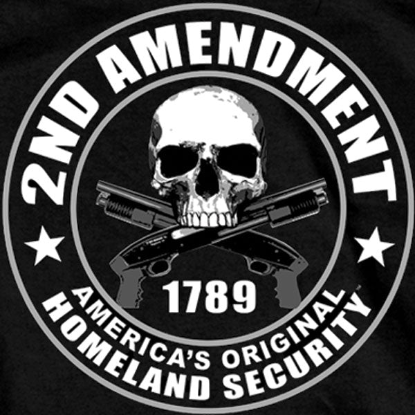 Hot Leathers GMD1158 Mens '2nd Amendment America's Original Homeland Security' Black T-Shirt