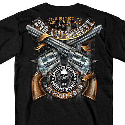 Hot Leathers GMD1385 Mens '2nd Amendment Crossed Pistols' Short Sleeve Black T-Shirt