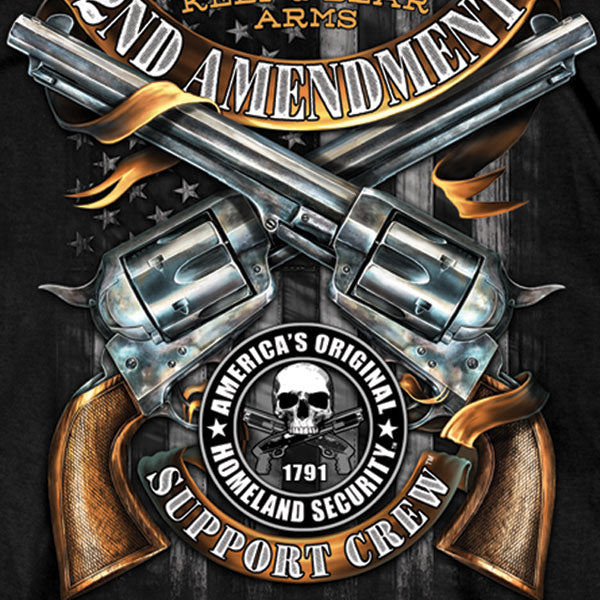 Hot Leathers GMD1385 Mens '2nd Amendment Crossed Pistols' Short Sleeve Black T-Shirt