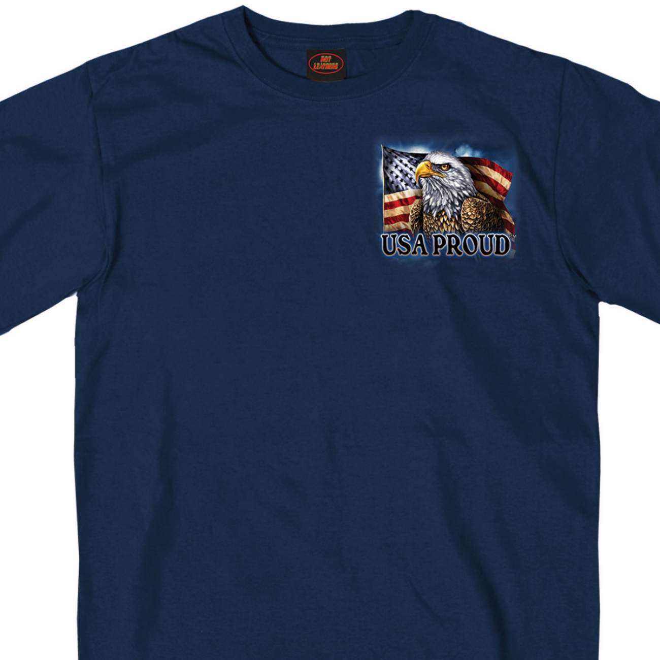 Hot Leathers GMD1420 Men's 'Land of the Free USA Proud Eagle' Navy Blue T-Shirt