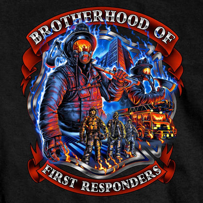 Hot Leathers GMD1450 Men's Brotherhood of First Responders Fireman Black T-Shirt