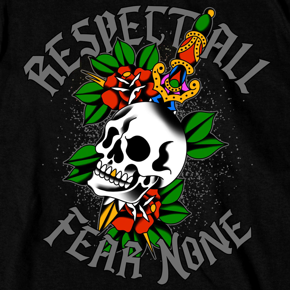 Hot Leathers Men's Respect All Fear None Skull Tattoo T-Shirt GMD1514