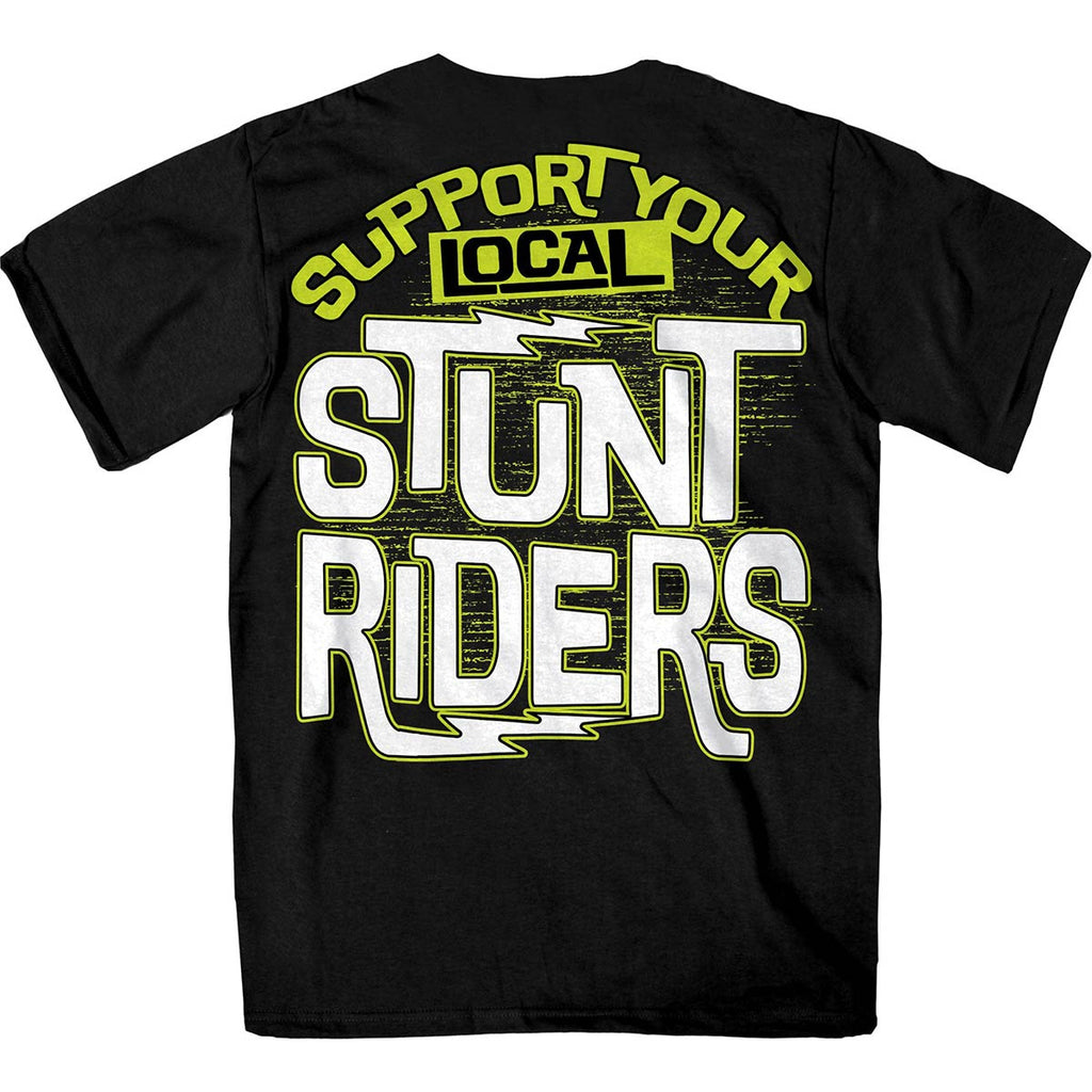 新品 RUDE RIDERS ペイントTシャツ Lサイズ Hot Leathers GMD1521 Men's Black Support Your Local Stunt Riders T