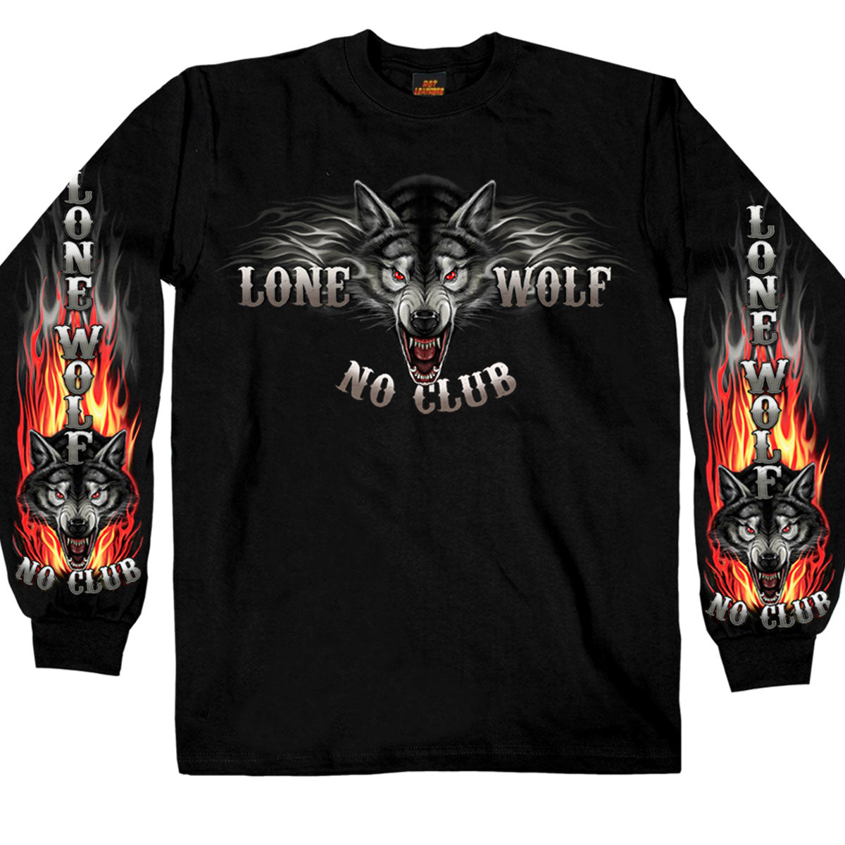 Hot Leathers GMD2007 Men's 'Lone Wolf No Club' Biker Long Sleeve