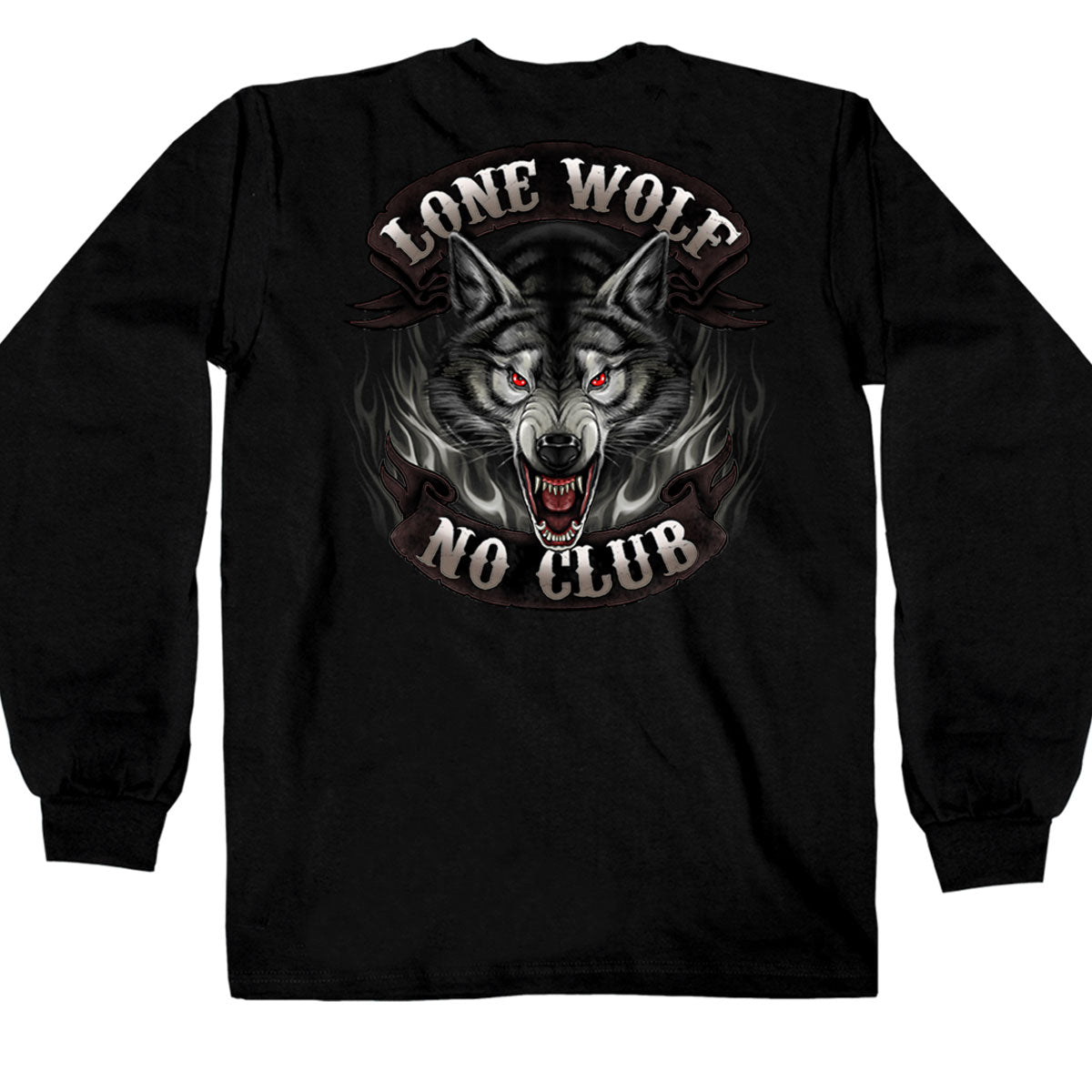 Hot Leathers GMD2007 Men's 'Lone Wolf No Club' Biker Long Sleeve Shirt