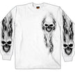Hot Leathers GMD2241 Mens 'Ghost Skull' White Long Sleeve Shirt