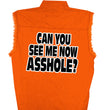 Hot Leathers GMD5090 Mens 'Can You See Me Now A****** Sleeveless  Safety Orange Denim Shirt