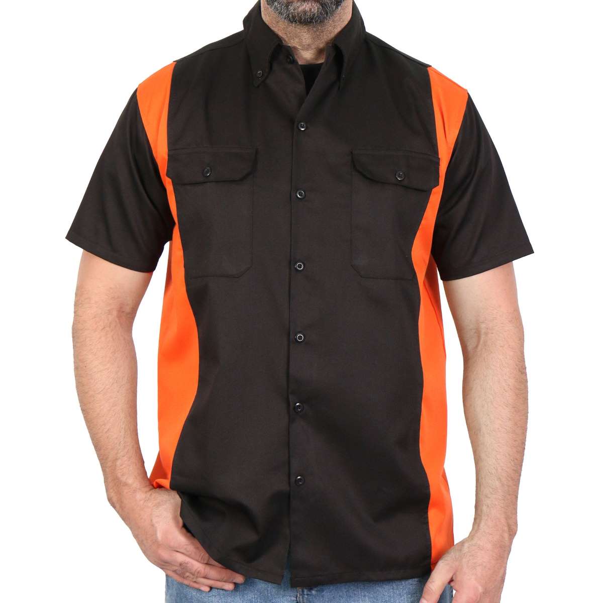 Hot Leathers GMM1003 Men's Mechanics 2-Tone Sides Button Up Heavy-Duty Work Shirt for | Classic Mechanic Work Shirt