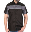 Hot Leathers GMM1006 Men's 2 Tone Stripe Black and Gray Button Up Heavy-Duty Work Shirt for | Classic Mechanic Work Shirt