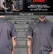 Hot Leathers GMM1010 Men's Mechanic Charcoal Button Up Heavy-Duty Work Shirt for | Classic Mechanic Work Shirt