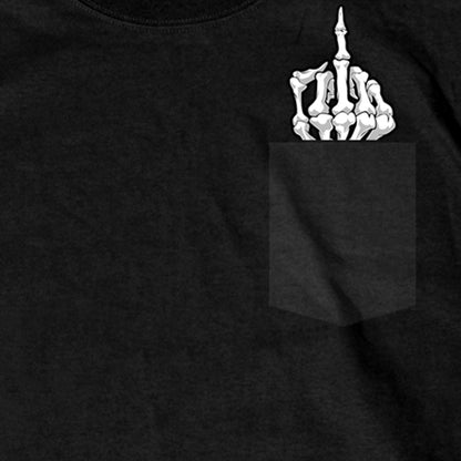 Hot Leathers GMP1433 Men’s ‘Skeleton Middle Finger’ Pocket Black T-Shirt