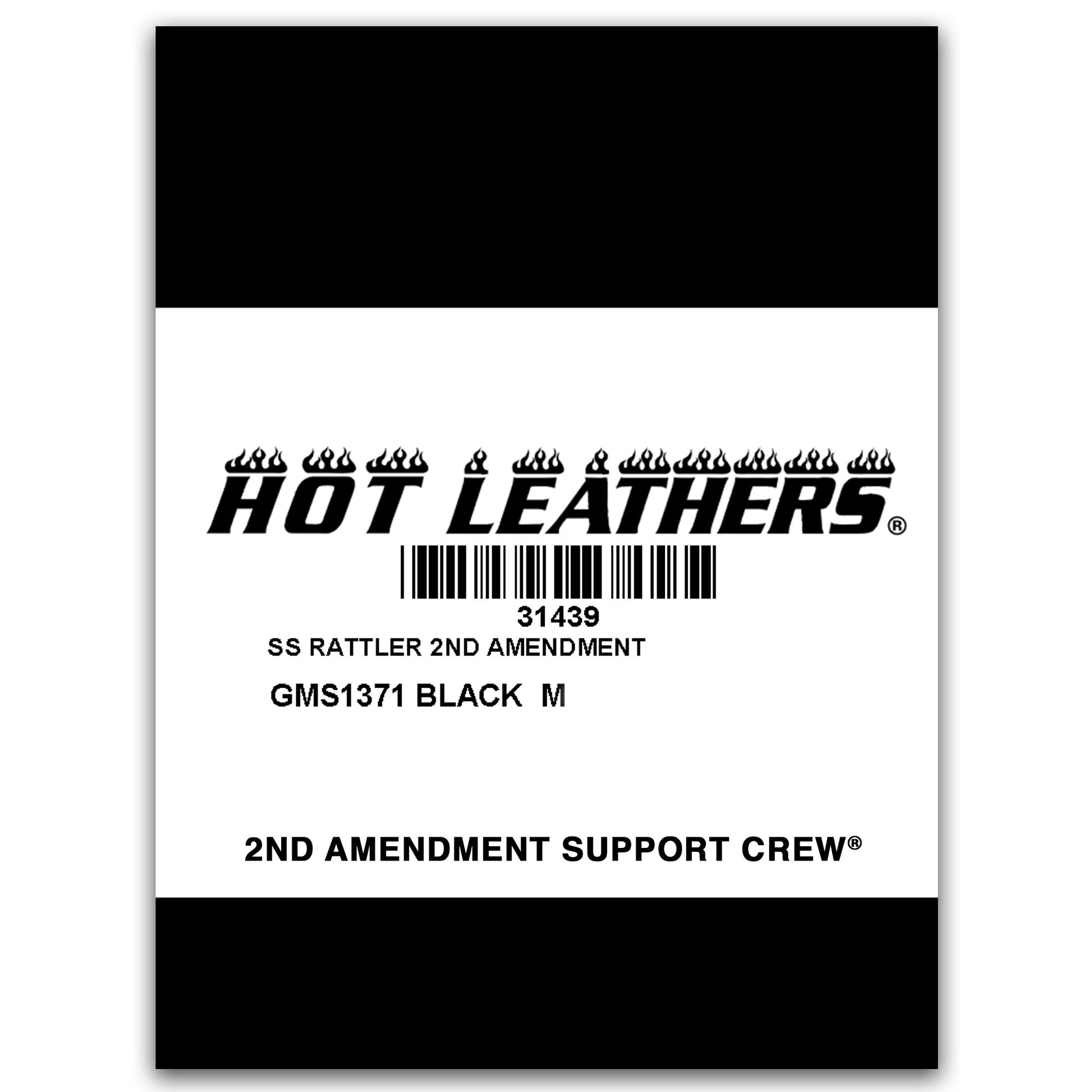 Hot Leathers GMS1371 Men’s ‘2nd Amendment Rattler’ Black T-Shirt