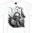 Hot Leathers GMS1417 Men’s ‘Smoking Guns Skeleton ‘ Short Sleeve White T-Shirt