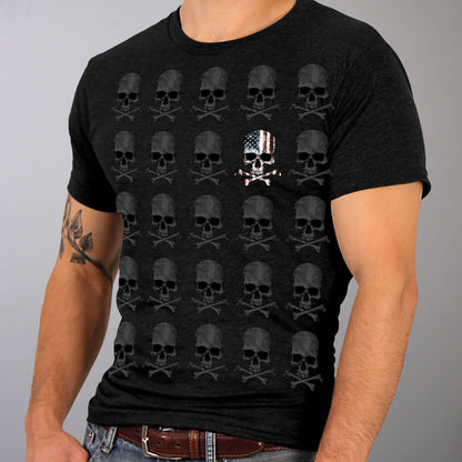 Hot Leathers GMS1440 Mens Skull Pattern Jumbo Print Black T-Shirt