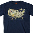 Hot Leathers GMS1481 Men's Short Sleeve USA Map Heather Navy T-Shirt