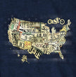 Hot Leathers GMS1481 Men's Short Sleeve USA Map Heather Navy T-Shirt