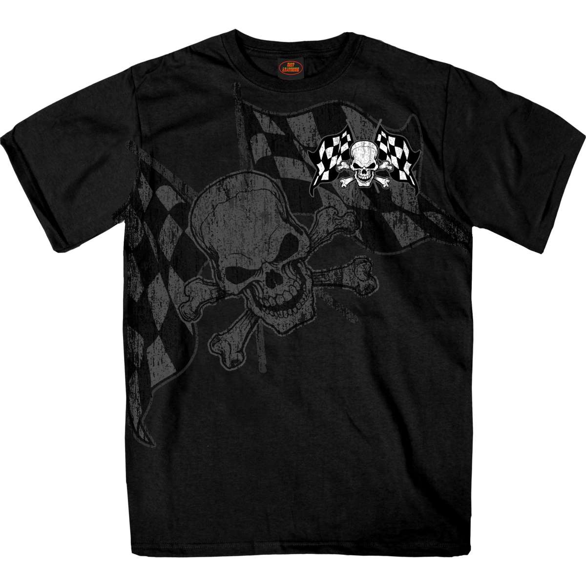 Hot Leathers Men's Checkered Flag Skull T-Shirt GMS1497