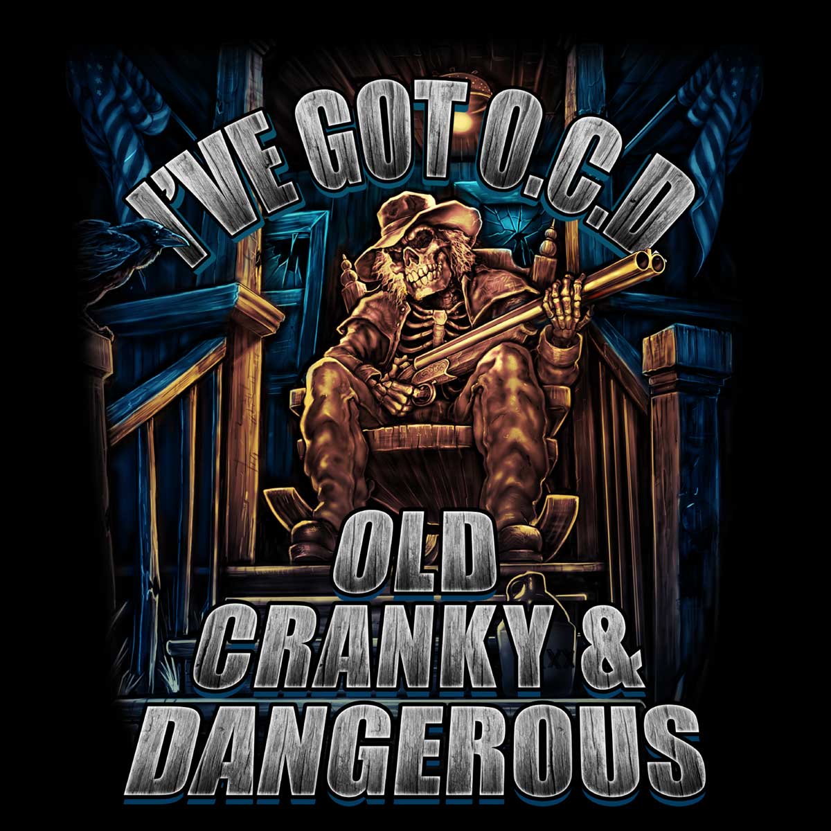 Hot Leathers Men's OCD Old Cranky and Dangerous Mens Black T-Shirt GMS1543