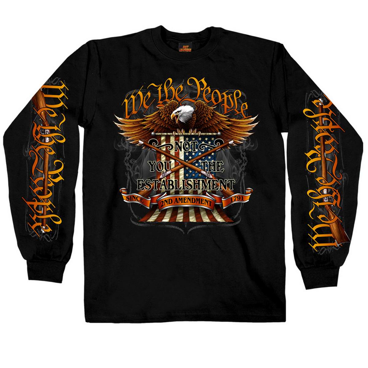 Hot Leathers GMS2358 Men’s ‘We the People’ Long Sleeve Black Shirt