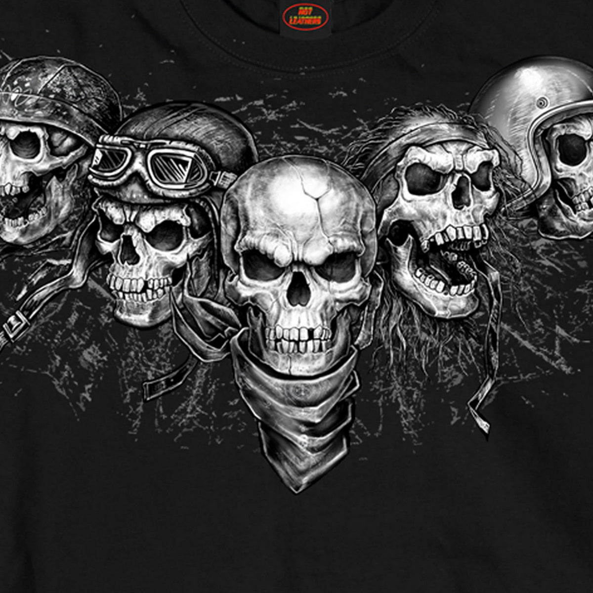 Hot Leathers GMS2423 Men’s ‘Five Skulls’ Long Sleeve Black T-Shirt