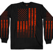 Hot Leathers GMS2430 Men’s ‘Flag Bullets’ Long Sleeve Black T-Shirt