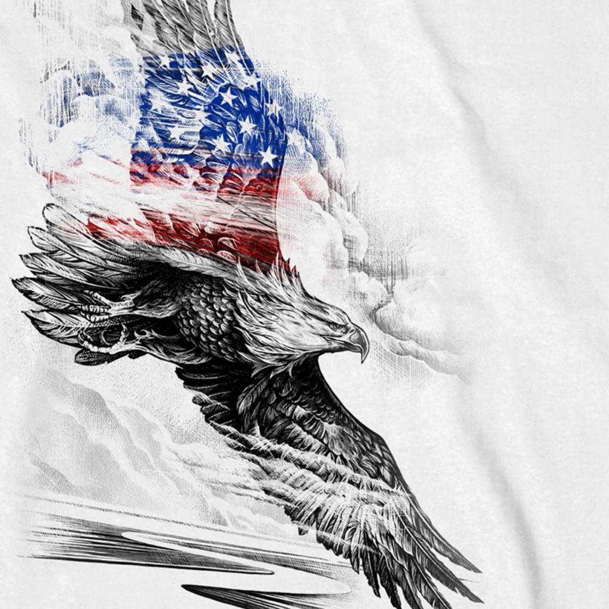 Hot Leathers GMS2479 Men's Long Sleeve Pencil Eagle Patriotic White Shirt