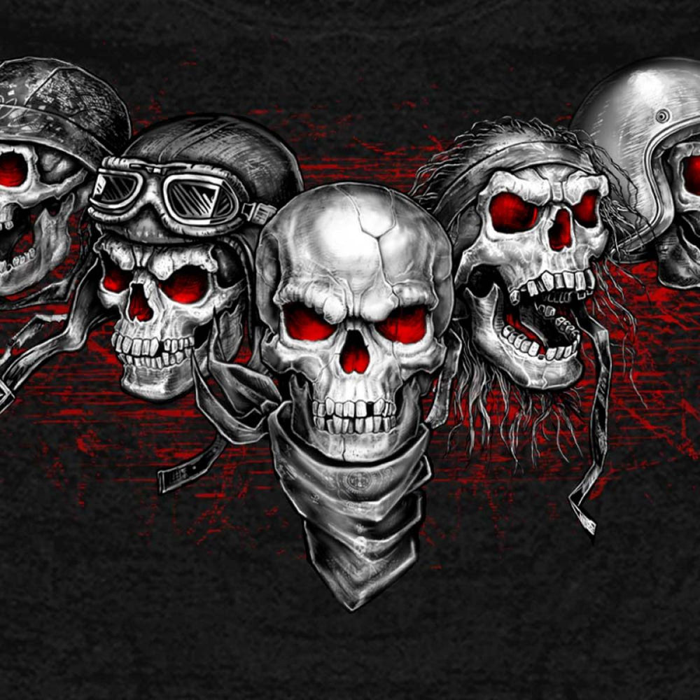 Hot Leathers GMS4539 Black Hoodie Pullover Sweater with Red 5 Skulls Artwork