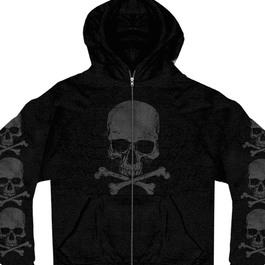 Hot Leathers GMZ4305 Men's 'Skull and Crossbones' Black Hoodie