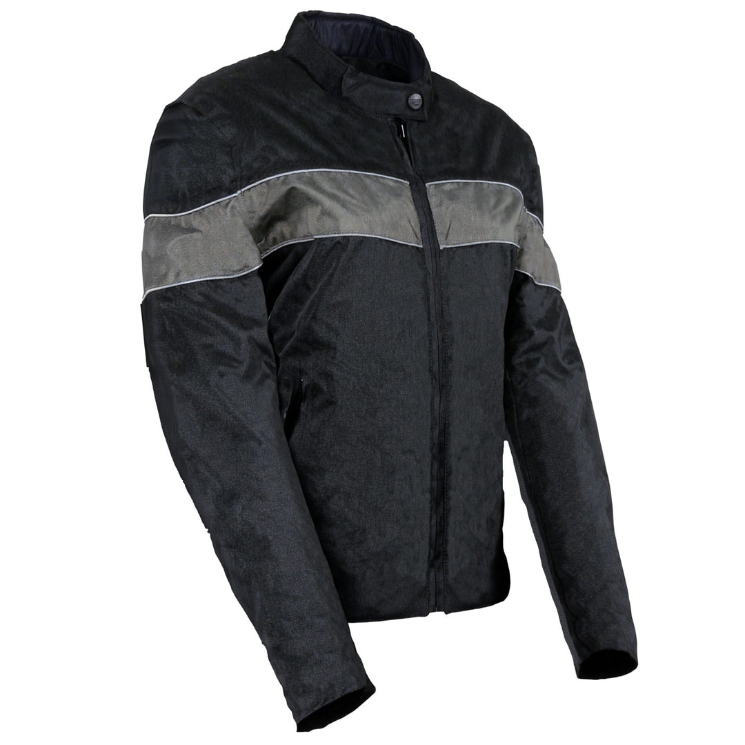 Milwaukee Leather SH2261 Women's Lightweight Black and Grey Textile Motorcycle Jacket with Reflective Piping