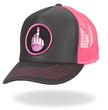 Hot Leathers GSH1001 Middle Finger Grey and Pink Trucker Hat