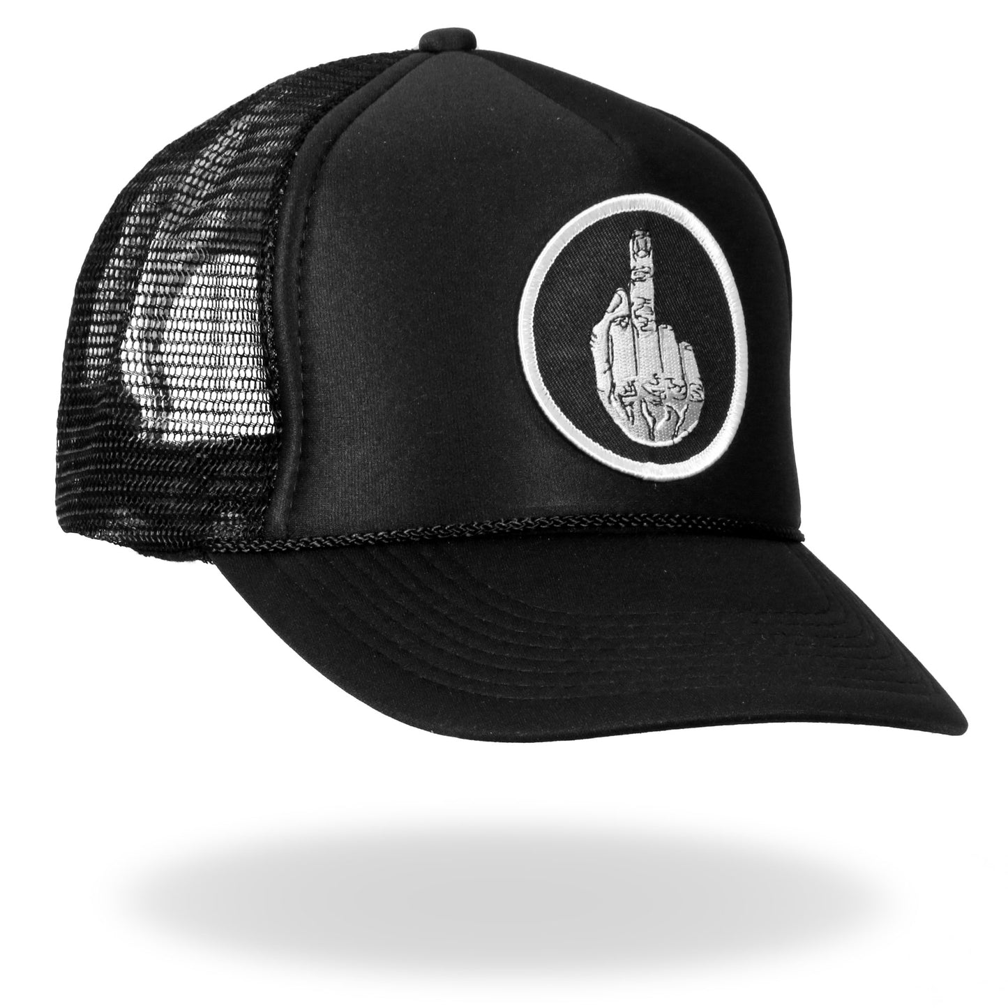 Hot Leathers GSH1004 Middle Finger Black Trucker Hat